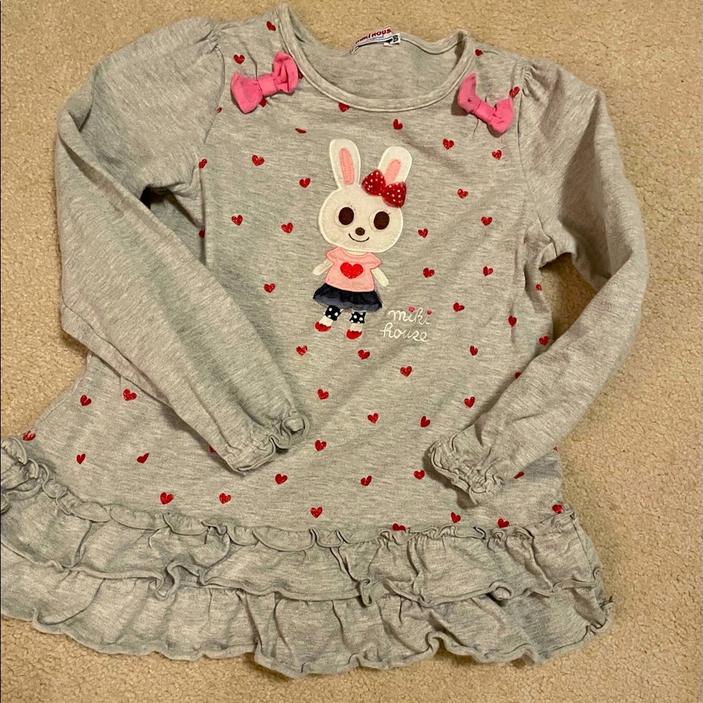 💥 MikiHouse long sleeve hearts print top